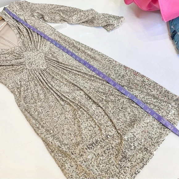 Eliza J gold sequin diamond panel dress NWT size 4 - Picture 9 of 13